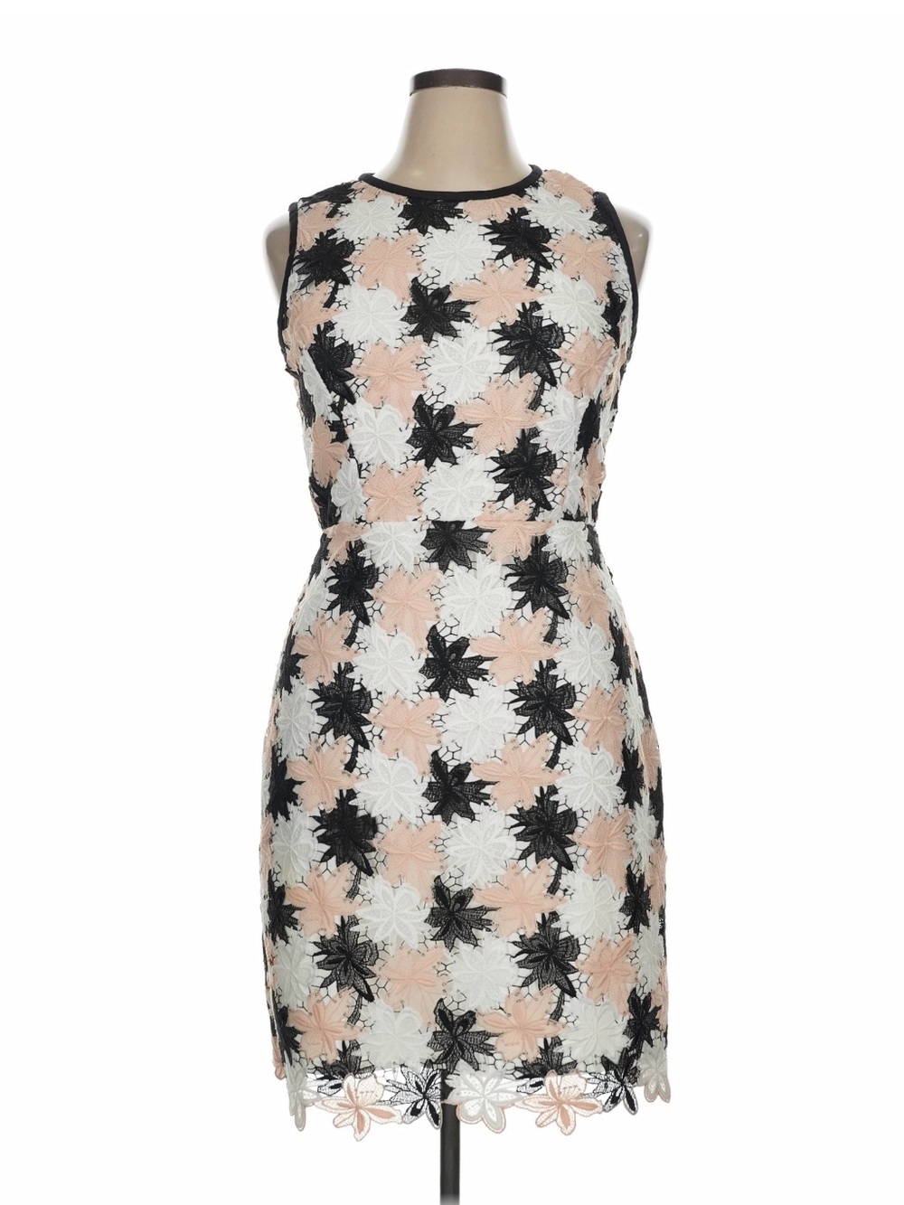 Kate Spade Sleeveless Floral Lace Sheath Dress in Blush, White & Black